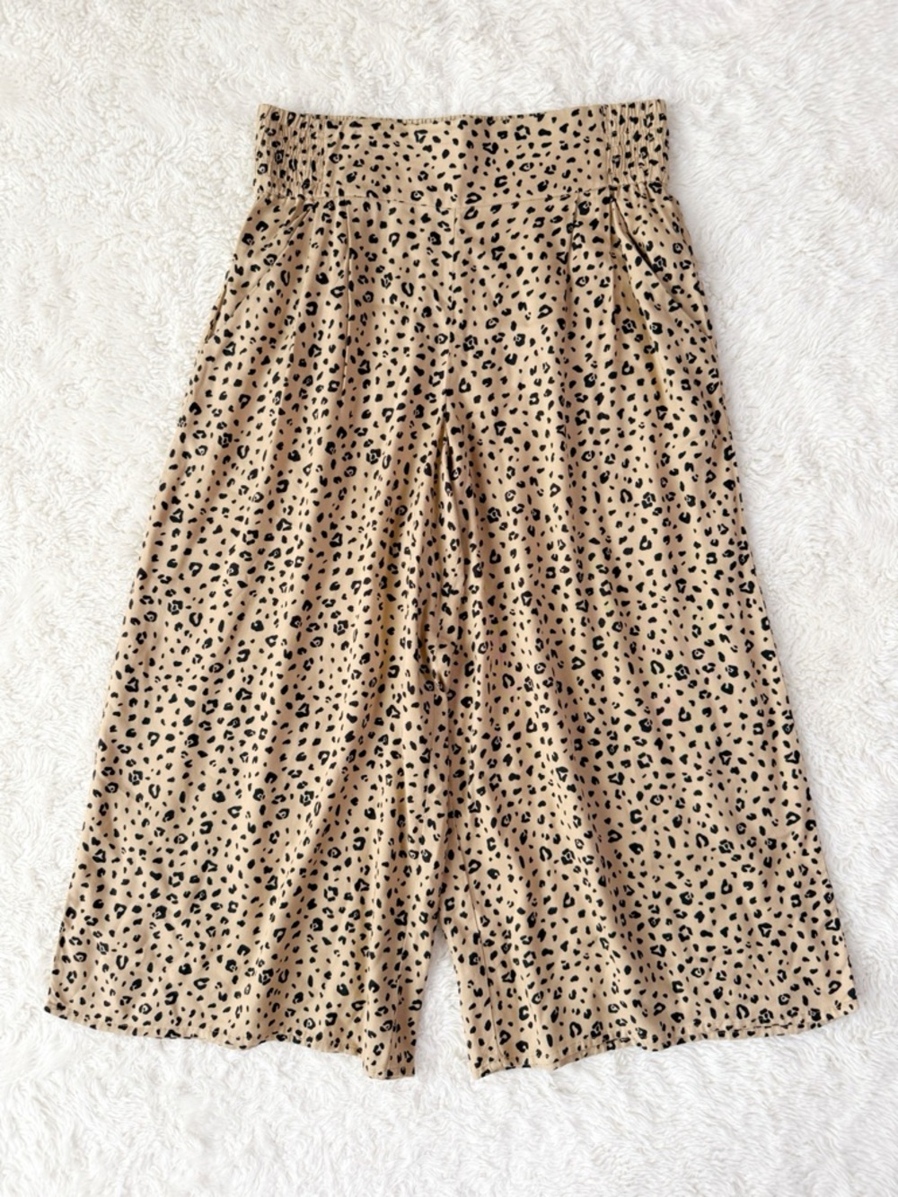 Sunday Best Aritzia Woman Tan Leopard High Rise Wide Leg Flowy Pants SMALL Boho